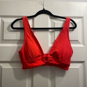 Aerie Vibrant Red Ribbed Bikini Top